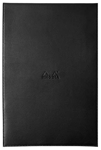 Rhodia 118199C Notizblock N°19 (mit Schutzhülle Kunstleder, 22 cm x 32,5 cm, Premium Velinpapier 80g, 80 Blatt, kariert) , 1 Set, elfenbein/schwarz von Rhodia