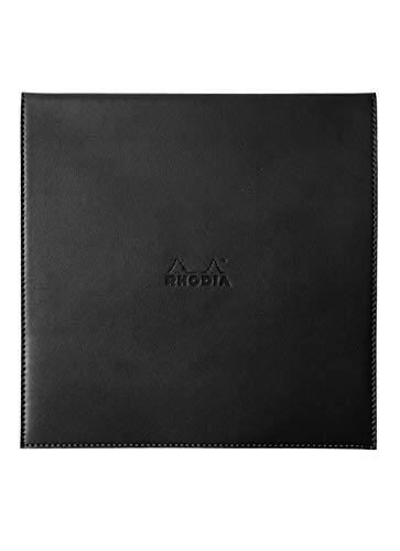 Rhodia 118319C Notizblock quadratisch mit Schutzhülle ePURE (aus Kunstleder, 22 cm x 22 cm, Premium Velinpapier 80g, elfenbein, kariert, 80 Blatt) 1 Set schwarz von Rhodia