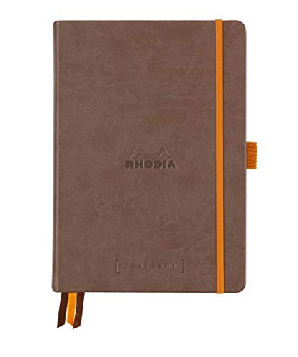 Rhodia 118572C Notizheft Goalbook (DIN A5, 14,8 x 21 cm, Dot, praktisch und trendige, mit festem Deckel, 90g weißes Papier, 120 Blatt) 1 Stück, Braun von Rhodia