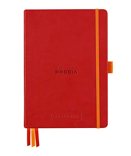 Rhodia 118582C Notizheft Goalbook (DIN A5, 14,8 x 21 cm, Dot, praktisch und trendige, mit festem Deckel, 90g weißes Papier, 120 Blatt) 1 Stück, Mohnrot von Rhodia