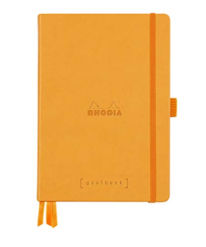 Rhodia 118584C Notizheft Goalbook (DIN A5, 14,8 x 21 cm, Dot, praktisch und trendige, mit festem Deckel, 90g weißes Papier, 120 Blatt) 1 Stück, Orange von Rhodia