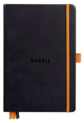 Rhodia 118772C GoalBook (DIN A5, 14,8 x 21 cm, 120 Blatt, dot-Lineatur, 90 g, elegant und praktisch) 1 Stück Schwarz von Rhodia