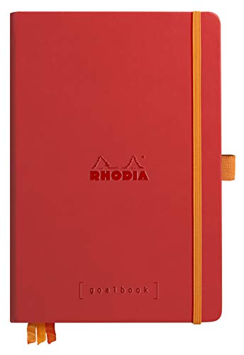 Rhodia 118783C GoalBook (DIN A5, 14,8 x 21 cm, 120 Blatt, dot-Lineatur, 90 g, elegant und praktisch) 1 Stück, Mohnrot von Rhodia