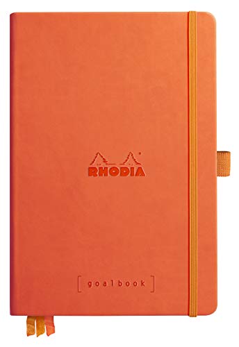 Rhodia 118784C GoalBook (DIN A5, 14,8 x 21 cm, 120 Blatt, dot-Lineatur, 90 g, elegant und praktisch) 1 Stück, Tangerine von Rhodia