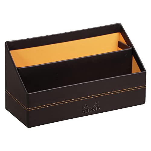 Rhodia 118846C Briefablage (mit 2 Fächern, aus italienischem Kunstleder, 20 x 10 x14 cm, ideal für Ihr Schreibtisch) schwarz von Rhodia