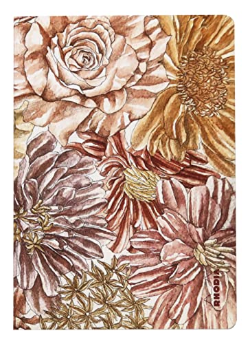 Rhodia 120030C - Rhodia ORANGE Botanique - Notizheft DIN A5 liniert, 32 Blatt, elfenbeinfarbiges 90g Papier, Soft Touch Einband, Blumenmotiven, 1 Stück von Rhodia