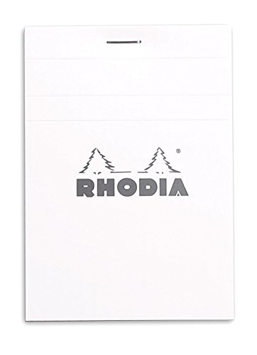 Rhodia 12601C - Schreibblock / Notizblock geheftet No.12 8,5x12cm 80 Blätter liniert 80g, abtrennbar und mikroperforier, mit Kartonrücken, Weiß, 1 Stück von Rhodia