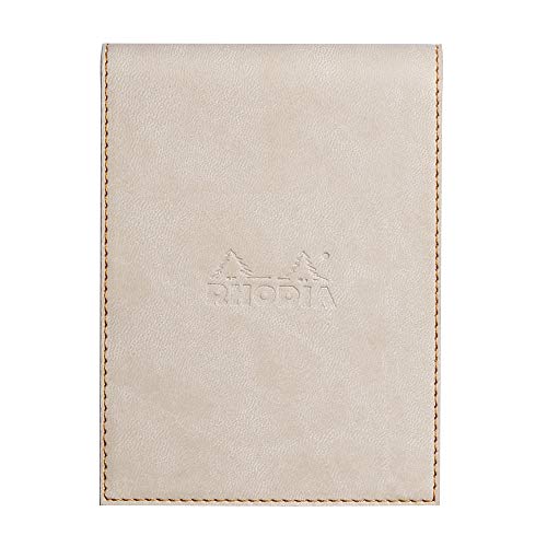 Rhodia 128205C Notizblock N12 (mit Schutzhülle aus Kunstleder, 9,5 x 13 cm, liniert, schick und elegant, ideal für Ihre Notizen) 1 Set, beige von Rhodia