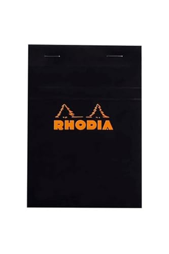 Rhodia 132009C - Notizblock DIN A6, 10,5 x 14,8 cm, geheftet, kariert, mikroperforiert, 80 Blatt, 80g 1 Stück schwarz von Rhodia