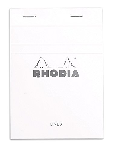 Rhodia 13201C - Notizblock / Schreibblock geheftet No.13, DIN A6 14,8x10,5 cm, 80 Blätter kariert 80g, abtrennbar und mikroperforiert, mit Kartonrücken, Weiß, 1 Stück von Rhodia