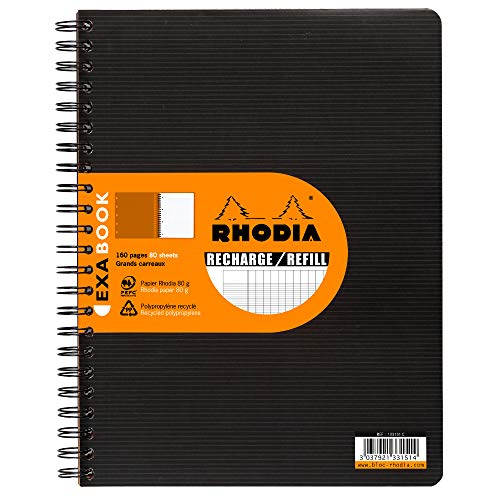 Rhodia 133151C Nachfüllung (für Exabook, DIN A4+, 80 Blatt, französische Lineatur) 1 Stück, Weiß von Rhodia