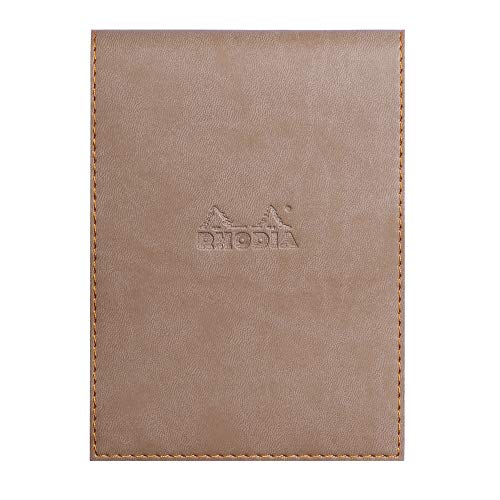 Rhodia 138104C Rhodiarama Notizblock (mit Schutzhülle in Format 11,5 x 15,8 cm, kariert, schick und elegant, Kunstleder, ideal für Ihre Notizen) 1 Set, maulwurfsgrau von Rhodia