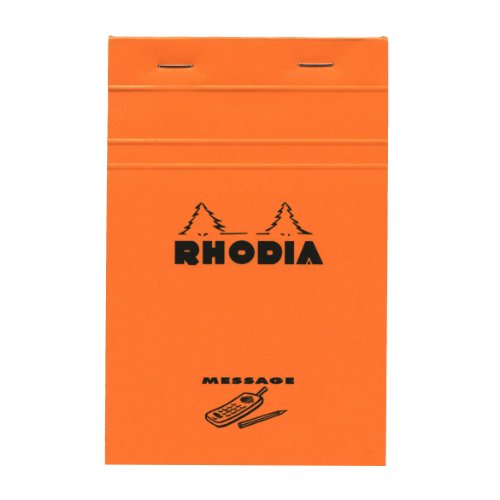 Rhodia 140000C - Notizblock N°140 Message, kopfseitig geheftet, 11x17 cm, 80 Blatt mikroperforiert mit Vordruck, Clairefontaine Papier weiß 80g, Cover Orange, 1 Stück von Rhodia