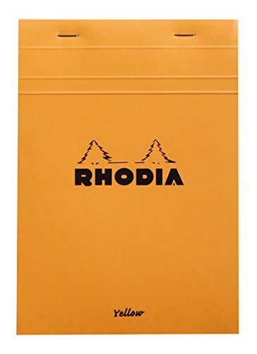 Rhodia 16260C Notizblock (yellow legal pad, DIN A5, 14,8 x 21 cm, geheftet, 80 Blatt, kariert, 80g) 1 Stück, orange von Rhodia