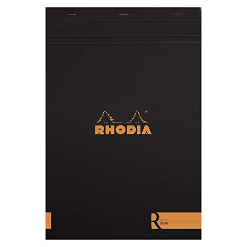 Rhodia 182008C Block, kopfseitig geheftet, DIN A4, blanko, 21 x 29.7 cm, 70 Blatt, schwarz von Rhodia