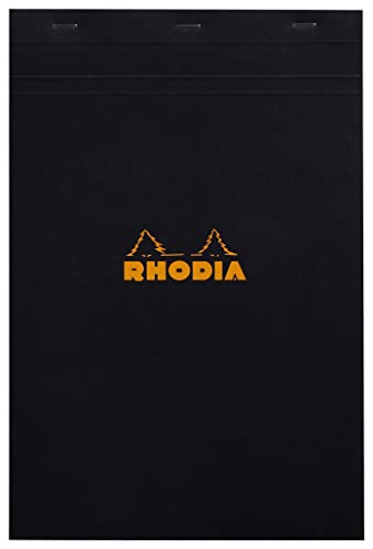 Rhodia 192009C - Notizblock N°19, geheftet, mikroperforiert, DIN A4+, kariert, 80 g, 21 x 31,8 cm, 80 Blatt 1 Stück schwarz von Rhodia