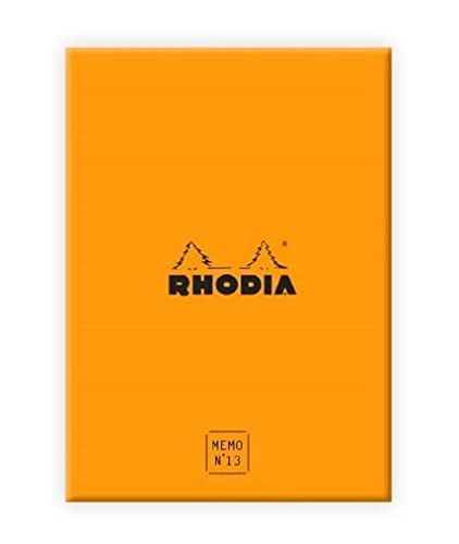 Rhodia 194052C - Schreibset mit Box und Memoblock N°13 Rhodiatime, DIN A6, 11,5x16 cm, kariert, 240 Blatt, 80g, einzeln eingeschweißt, praktisch und kompakt, Orange, 1 Set von Rhodia