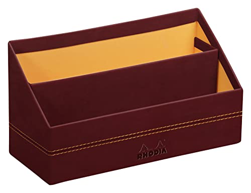 Rhodia 194603C - Briefablage 25x10x14cm, aus Kunstleder, elegant und praktisch, 1 Stück, Weinrot von Rhodia