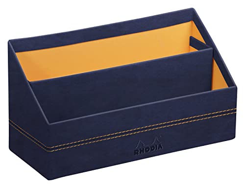 Rhodia 194612C - Briefablage 25x10x14cm, aus Kunstleder, elegant und praktisch, 1 Stück, Nachtblau von Rhodia