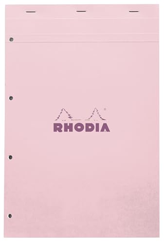 Rhodia 20195C Block geheftet, Farben Nr. 20, Seyès, 80 Blatt, mikroperforiert und gelocht, 4 Löcher, passende Deckblätter von Rhodia