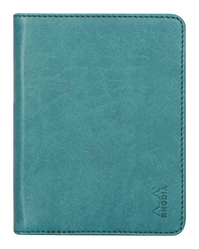 Rhodia 212004C - Mappe für Block oder Notizheft Rhodiarama - N°12, für DIN B7 (8,5x12 cm) 10,5x14 cm, elegant und praktisch, Pfaugrün, 1 Stück von Rhodia