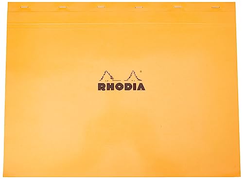 Rhodia 38200C Notizblock (DIN A3+, 42 x 31,80 cm, mikroperforiert, kariert, 80 Blatt) 1 Stück orange von Rhodia