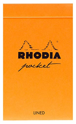 Rhodia 8650C - Schreibblock / Notizblock / Memo Pocket 7,5x12cm liniert 80g, abtrennbar und mikroperforiert, Einband aus kaschiertem Karton, robust, farbig sortiert (orange oder schwarz), 1 Stück von Rhodia