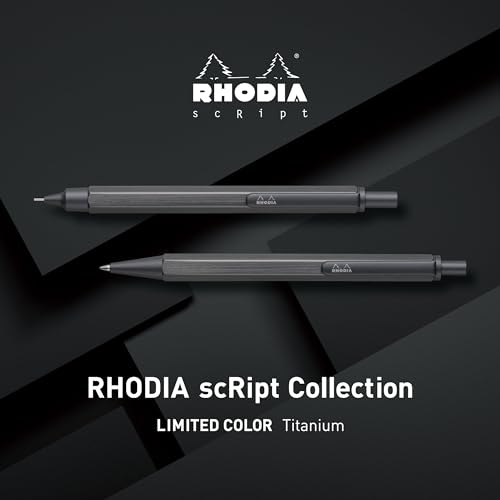 Rhodia 9372C - Kugelschreiber Rhodia scRipt, hochpräzise Spitze 0,7mm, elegant und einfache Handhabung, Titan, 1 Stück von Rhodia