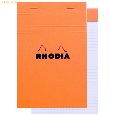 10 x Rhodia Notizblock Nr. 14 11x17cm 80 Blatt 80g kariert orange von Rhodia