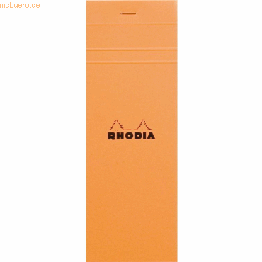 10 x Rhodia Notizblock Rhodia Nr. 8 7,4x21cm kariert 80 Blatt orange von Rhodia