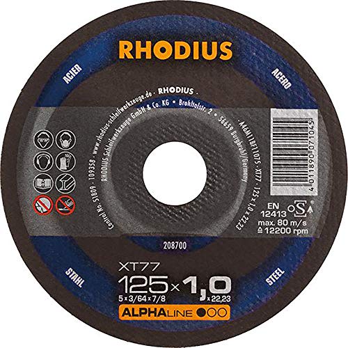 RHODIUS ALPHAline XT77 Extradünne Trennscheibe 125 x 1,0 x 22,23 mm 100 Stk von Rhodius