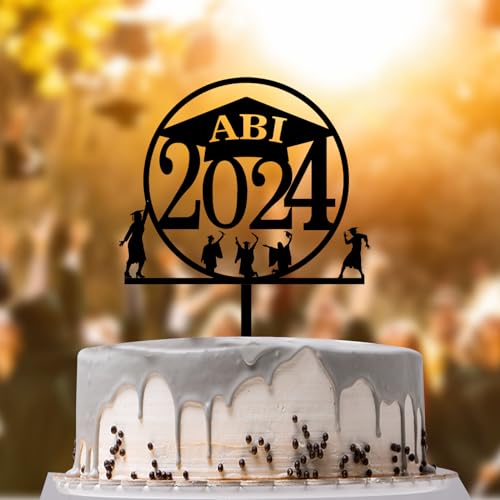 Cake Topper Abitur 2024,Bestandene Prüfung Cupcake Deko Tortenstecker Abschlussfeier Graduation Party Deko Geschenke von Rhsemi