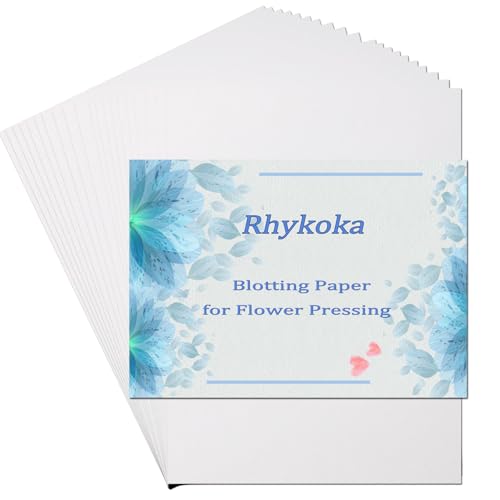 Rhykoka Löschpapier für Blumenpresse, 20 Blatt, 20 x 26 cm, großes Blumenpresspapier, sehr saugfähiges und wiederverwendbares Herbariumpapier (20 x 26 cm) von Rhykoka