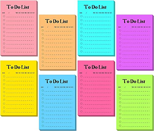 8 Packung To Do Liste Haftnotizen,400 Blatt Selbstklebende Klebezettel Farbige Haftnotizen Notizzettel 10 * 15cm Sticky Notes Selbstklebende für Büro Haus, 50 Blatt pro Stück von Rhys