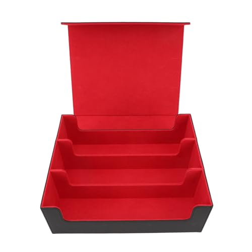 RiToEasysports Kartendeckbox, 3 Zeilen Großer Kapazitätskartendeckspeicher Hülle Magnetverschluss PU Leder Divider Kartendeckbox für Einfache Sortierung und Lagerung für (Schwarze Hülle mit von RiToEasysports