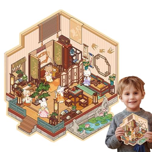 3D Haus Aufkleber, Cartoon Chinesische Szene Aufkleber, 3D Aufkleber für Scrapbooking, Miniatur Cute Scrapbook Aufkleber, Relief Stress Raum Aufkleber für Erwachsene Handwerk Projekte Zubehör von Riaisttd