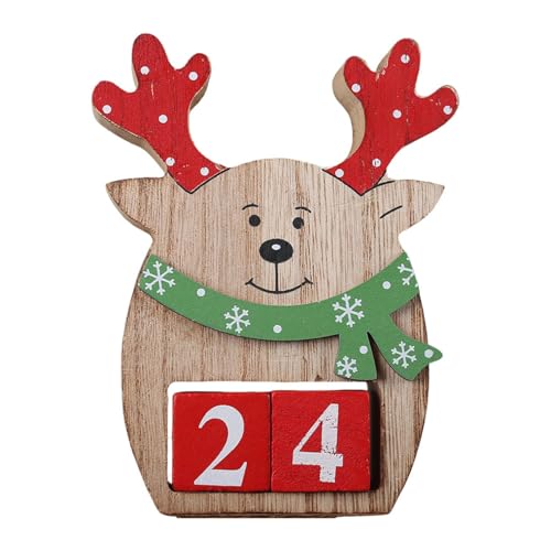 Hölzerner Urlaubs-Countdown, Holz-Weihnachts-Countdown-Blöcke, Holz-Countdown-Schild, Adventsferien, Countdown-Schild, 13,5 x 13 cm für Zuhause, Tischdekoration von Riaisttd