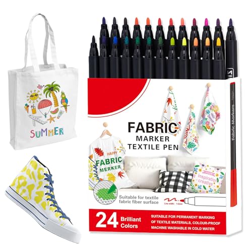 Riaisttd Fabric Marker Set, Cloth Paint Pens, Textile Watercolor Markers, Washable Ink, 6.3x5.71 inches Vibrant 12/24 Colors, Ideal for Home, Outdoor, Laundry, Shoe Decoration. Riaisttd Fabric Marker Set, Cloth Paint Pens, Textile Watercolor Markers, Washable Ink, 6.3x5.71 inches Vibrant 12/24 Colors, Ideal for Home, Outdoor, Laundry, Shoe Decoration. von Riaisttd