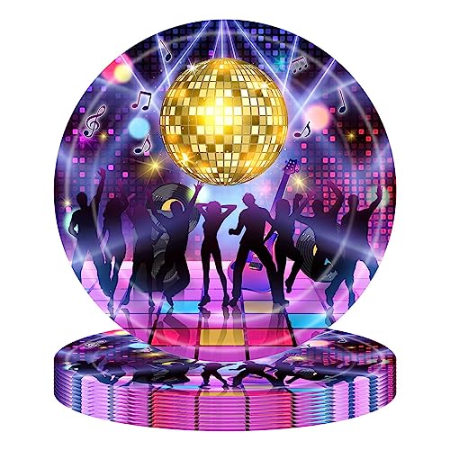 Rianpesn Disco-Geburtstagsparty-Zubehör-Set | 80er 90er Jahre Dance Disco Theme Kit Geburtstag Hip Hop Tischdekoration - Disco-Tanzmusik-Neon-Teller, 80er- und 90er-Jahre-Tanz-Disco-Set von Rianpesn