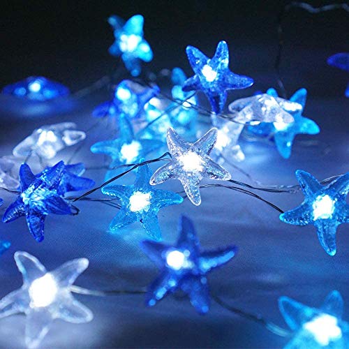 Riaxuebiy 4m 40 LED Seestern Fee Lichterketten Wasserdichte USB-betrieben 8 Modi mit Fernbedienung Timer für Hochzeitsfeier Festival Innen Draussen (Seestern, USB) von Riaxuebiy