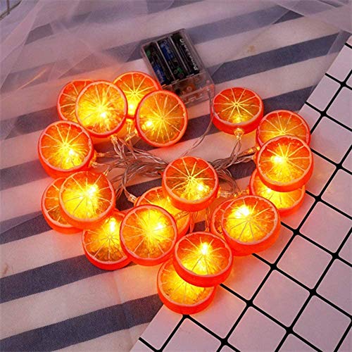 Riaxuebiy LED Simulation Frucht Orange Zitrone Scheiben Lichterketten Girlande Zitrone Fee Nachtlichter Kranz Hängelampe Batterie Powered for Home Hochzeit Party Garten Dekoration (Orange, 10m/80LED) von Riaxuebiy