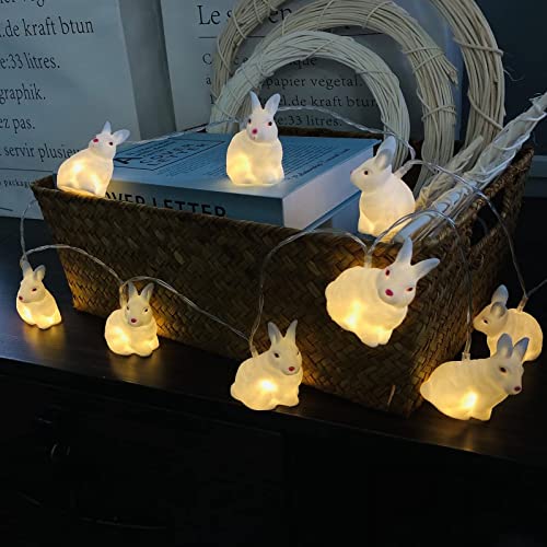 Niedliche Tier Hase LED Lichterketten Batteriebetriebenes Nachtlicht für Indoor Outdoor Halloween Weihnachten Thanksgiving Home Party Kinder Kinder Schlafzimmer Dekoration (Weißer Hase) von Riaxuebiy