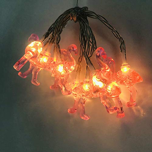 Riaxuebiy 3D Kristall Rosa Flamingo Schnur Lichter 6m 40LED Fee Lichterketten Funkeln Flamingo Hängende Tropische Themen Vogellampe für Hochzeit Garten Parteien DIY Kranz Dekor (Batterie, 6m/40LED) von Riaxuebiy