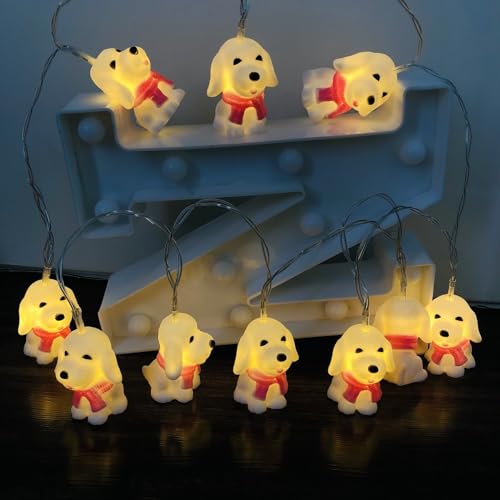 Riaxuebiy Hunde-Lichterkette,LED-Welpen-Nachtlicht,Batteriebetrieben Dekorative Tierlichter für Ostern,Schlafzimmer,Zuhause,Party,Weihnachtsdekoration (1.65m/10led) von Riaxuebiy