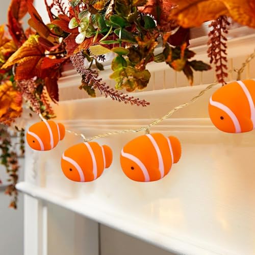 Riaxuebiy Neuheit Clownfisch Lichterketten Batteriebetriebenes Clown Anemonenfisch Nachtlicht für Kinder Schlafzimmer Tropische Fischparty Dekoration (3m/20led) von Riaxuebiy