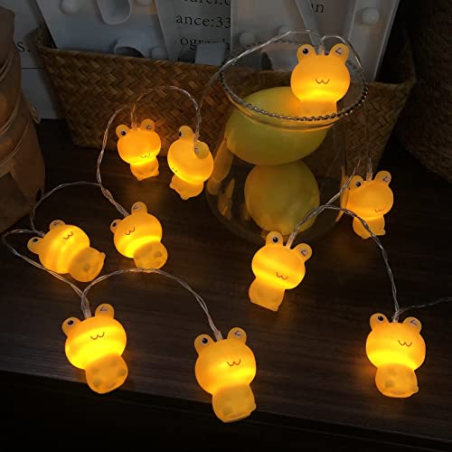 Riaxuebiy Niedliche Frosch Form Lichterketten Frosch Nachtlicht Batteriebetriebenes für Halloween Weihnachten Thanksgiving Home Party Kinder Schlafzimmer Dekoration (1.65M/10LED, Gelb Frosch) von Riaxuebiy