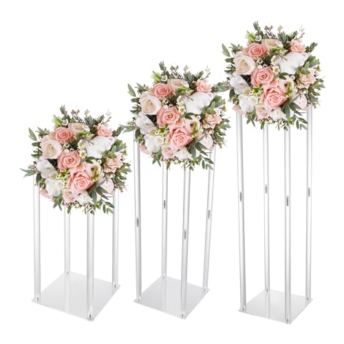 RibasuBB Blumenständer Pflanzenständer, 3Set 40+60+80cm Acryl Blumenständer Display für Hochzeitsdekoration Hochzeit Verlobung Deko Party Dekoration von RibasuBB