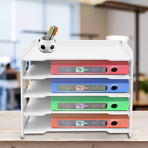 RibasuBB Briefablage Organizer, 5 Ebenen Stapelbare Briefablage Büro Schreibtisch Papier Organizer Aktenablagen für Zuhause, Büro, Schule von RibasuBB