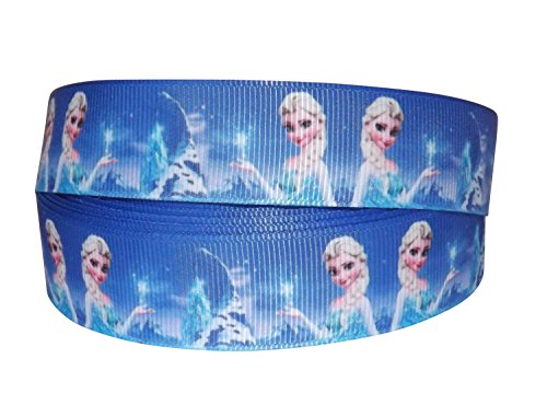 Ribbon Queen, glitzerndes Grosgrain-Band mit Abbild von Eisprinzessin Elsa; als Verpackungsschleife - für Kuchen, Geburtstagstorten, Geschenke, Basteleien, Haarschleifen, Karten, Schnürsenkel in Markenverpackungen; 2 m x 22 mm von Ribbon Queen