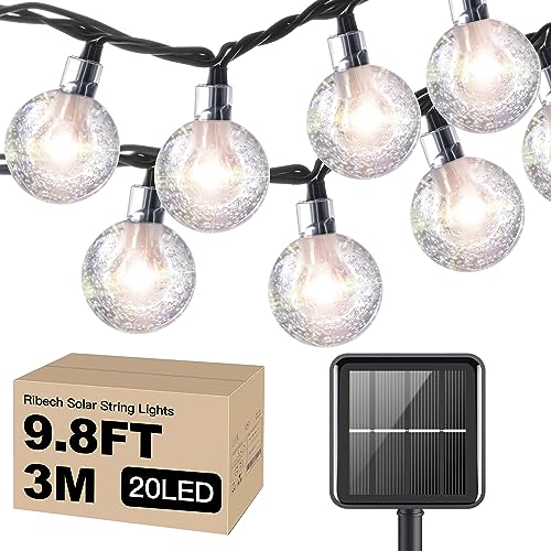 Ribech Solar String Lights Outdoor Globe Fairy Lights Waterproof Solar Patio Outdoor Hanging Lights Decorative Christmas Lights for Home Party Garden Wedding (3M 20LED, Yellow) von Ribech